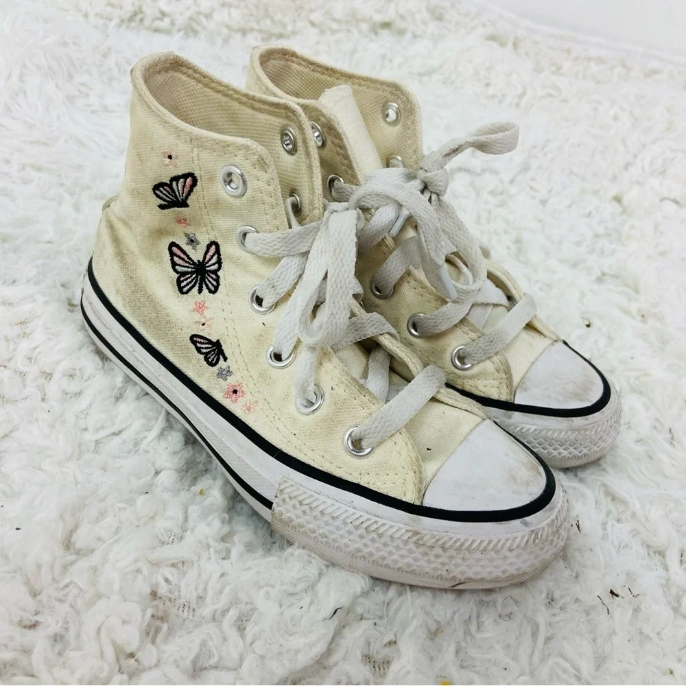 CONVERSE Kids High-Top Sneakers with embroidered Butterfly Design size 11